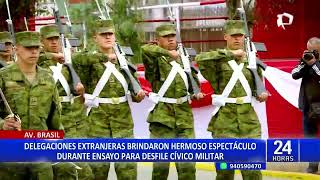 Gran Parada y Desfile Militar delegaciones extranjeras realizaron último ensayo [upl. by Tessy]