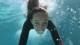 Carla underwater swimming with a wetsuit [upl. by Hales360]