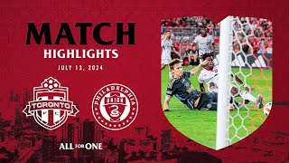 MATCH HIGHLIGHTS Toronto FC vs Philadelphia Union  July 13 2024 [upl. by Nerac752]