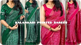 KALAMKARI PRINTED SAREESRATE888 kalamkarikalamkarisareesareetrending indiansareedailywear [upl. by Reve]