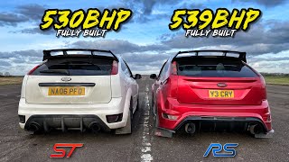 FOCUS ST vs RS 530BHP FORD FOCUS ST vs 539BHP FORD FOCUS RS [upl. by Coombs]