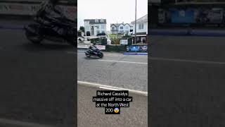 Richard Cassidys massive off into a car at the North West 200 😨 NW200 northwest200 [upl. by Neemsaj]