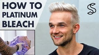 Platinum blonde hair for men  how to bleach mens hair  Silver Fox hair [upl. by Gildas]