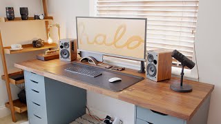 Modern amp Aesthetic IKEA Desk Setup Tour [upl. by Aleinad]