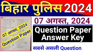 Bihar Police Question Paper Answer Key 7 August 2024  Bihar Police Original Question Paper 7 August [upl. by Raynata49]