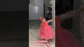 Monkey Lyly returns home after going to the market shorts monkey youtubeshorts cutefunny [upl. by Ellirehs]