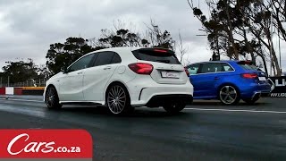 Drag Race Audi RS3 vs Mercedes A45 AMG [upl. by Eecyaj]