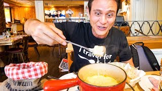 Swiss Food Tour  CHEESE FONDUE and Jumbo Cordon Bleu in Zurich Switzerland [upl. by Landes]