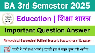 BA 3rd semester education important question answer 2025 ba3rdsemester education [upl. by Tedi]