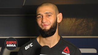 Khamzat Chimaev recaps onepunch KO of Gerald Meerschaert  UFCVegas11  ESPN MMA [upl. by Brittan]