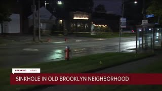 Broadview Road closed in Old Brooklyn due to sinkhole [upl. by Nuhsed]