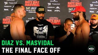 Nate Diaz vs Jorge Masvidal Final Face To Face quotThis whole things CAPquot [upl. by Anilyx980]