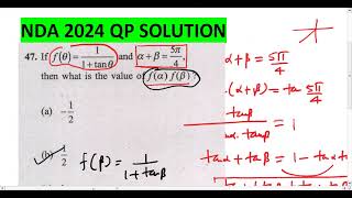 NDA 2024 QP SOLUTION ftheta11tantheta and alpha beta5pie4 then find falphafbeta [upl. by Branca]