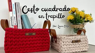 Cesto Cuadrado en Trapillo  Tutorial de Crochet  Paso a Paso [upl. by Heinrik577]