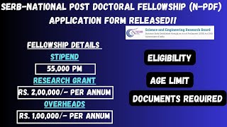 SERB National Post Doctoral Fellowship NPDF Application forms for 2023 released [upl. by Filomena925]