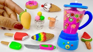 DIY How To Make Clay Miniature Realistic Foods Milkshake Ice Cream Rainbow cone Juice diy foods [upl. by Mide]