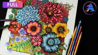 How to color different Flowers  WORLD OF FLOWERS by Johanna Basford  Prismacolor colored pencils [upl. by Orman]