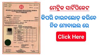 How to Download 10thMatric Certificate in Odisha  BSE Odisha Certificate Download 2021 [upl. by Etteuqaj222]