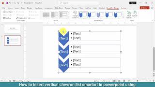 How to insert vertical chevron list SmartArt in PowerPoint using [upl. by Drugge]