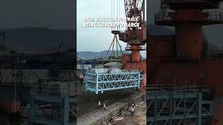 70 Tons Steel Structure Pipe Rack being loaded to the Transport Barge [upl. by Nolrah]