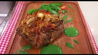 Bife de chorizo con mayonesa verde y vegetales salteados [upl. by Miguel210]