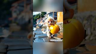 Scallion Oil Pancake。 cute monkey funny cartoon pets animals baby youtubeshorts ai fyp [upl. by Auohp]