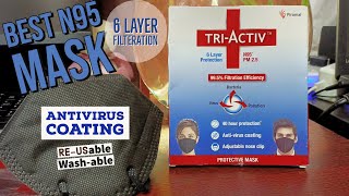 TriActiv Mask  Better Than Wildcraft Mask  AntiVirus Coating  N95 Washable  6 Layer Filters [upl. by Daniell]