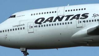 Qantas 747400 landing 36R at Lyon St Exupéry LYSLFLL [upl. by Suivart80]