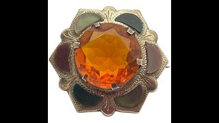 Art Deco Scottish Amber Agate Sterling Silver Brooch [upl. by Lenoj]