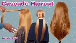 🟣1  Cascade Haircut UShaped  Long Hair Corte Escalonado rápido tú misma [upl. by Zetnwahs]