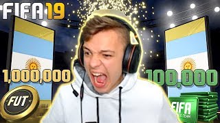 MY BEST PACK OPENING EVER  1 MILLION COINS amp 100K FIFA POINTS  FIFA 19 [upl. by Ettezzus721]