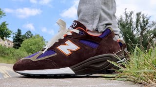 New Balance Teddy Santis 990v2 Brown Purple On Foot review unboxing [upl. by Agueda]