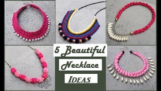 5 Handmade Necklace Ideas  How To Make Silk Thread Necklace At Home  Creationampyou [upl. by Torres]