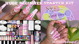 UNBOXING SAVILAND ACRYLIC NAIL KIT BEGINNER FRIENDLY  DETAILED REVIEW [upl. by Bikales]