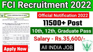 fci recruitment 2022 new vacancy 2022 sarkari naukri govtjob portals sarkari result fssai [upl. by Eidnam]