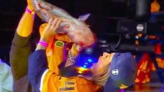 Catfish Beer Chug During Intermission  Predators vs Canucks  2024 NHL Playoffs Highlights [upl. by Kcirnek]