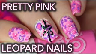 Pretty pink leopard nails  with glitter [upl. by Schubert]