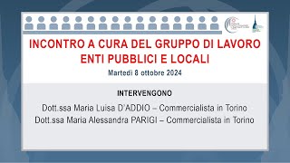 Incontro a cura del Gruppo di Lavoro Enti Pubblici e Locali [upl. by Tankoos]