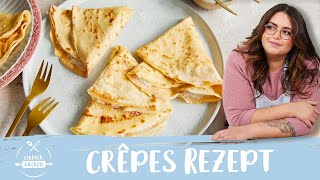 Crêpes – das beste französische OriginalRezept 🇫🇷 auch für die Pfanne I Einfach Backen [upl. by Nairbal]