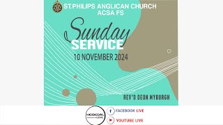 St Philips Anglican Church ACSA FS HDLBFNRSA  Sunday 10 Nov 2024  Revd Deon Myburgh [upl. by Keller]