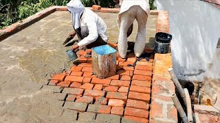 Complete process of making Gutter and Red Stone Roof in very easy way fixing the roof of the house [upl. by Anirt901]