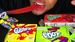 ASMR FRUIT ROLL UP GUSHER FRUIT BY THE FOOT JOLLY RANCHER GUMMIES AIRHEADS CANDY BITES ASSORTED FLAV [upl. by Attevad]