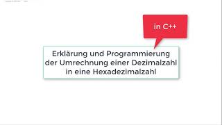 C Umrechnung Dezimal in Hexadezimal  Erklärung und Programmierung [upl. by Garceau]