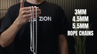 3mm Rope VS 45mm Rope VS 55mm Rope chain [upl. by Atnwahs815]