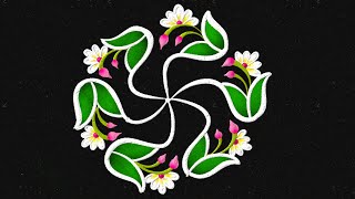 Amazing flower rangoli 🌹Easy 53 dots padi kolam  simple muggulu designs  traditional rangoli easy [upl. by Corinne485]