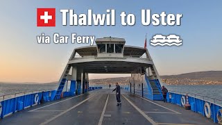 Sunset Drive from Thalwil to Uster via Car Ferry ⛴ 4K • Driving in Switzerland 🇨🇭 [upl. by Argyle]