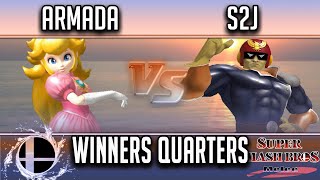 SmashNSplash 4 WINNERS QUARTERS  A  Armada Peach vs Tempo  S2J Falcon [upl. by Anerac356]