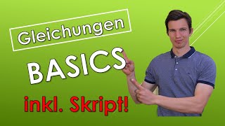 Gleichungen  BASICS Grundmenge Definitionsmenge Lösungsmenge mit SKRIPT [upl. by Dusty]