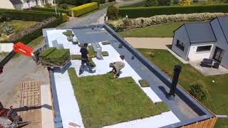 Installation green roof with sedumtrays [upl. by Desdemona]