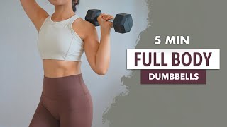 5 Min Full Body Dumbbells Workout at Home  Daily Full Body with Weights [upl. by Midan]